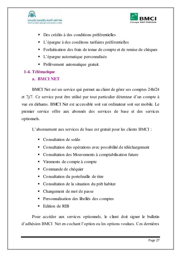 TÉLÉCHARGER RAPPORT DE STAGE BMCI BMCI TÉLÉCHARGER RAPPORT DE STAGE